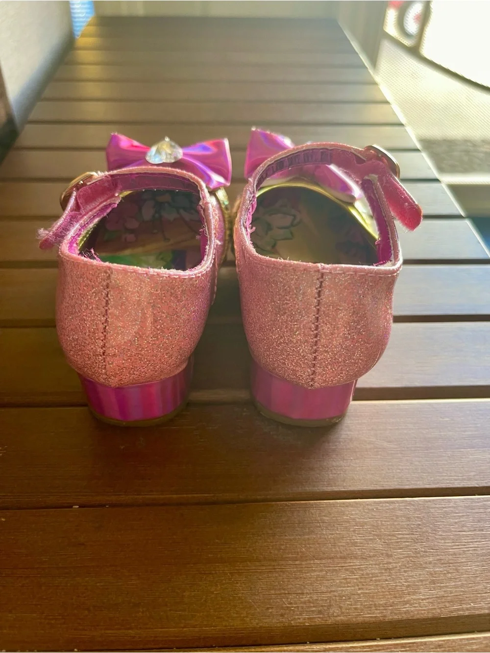 Disney Pink Glitter Princess Mary Jane Shoes with Iridescent Bows